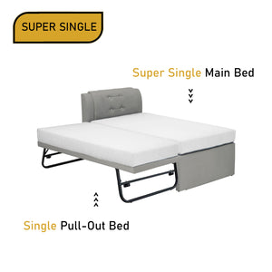 Gurney 3 in 1 Bed Frame and Pull Out Bed In Single and Super Single Size-3 in 1 Bed-Furnituremart.sg