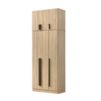 Zarya Series 5 Tall 3 Door Wardrobe with Top Cabinet In Natural Oak Colour