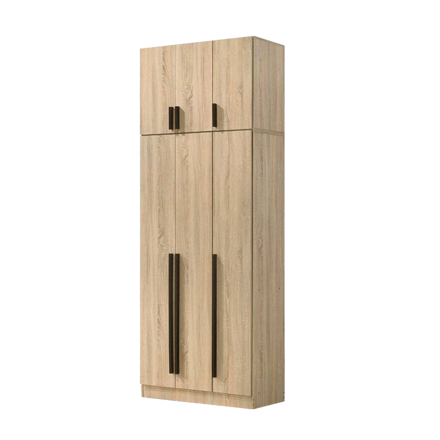 Zarya Series 5 Tall 3 Door Wardrobe with Top Cabinet In Natural Oak Colour