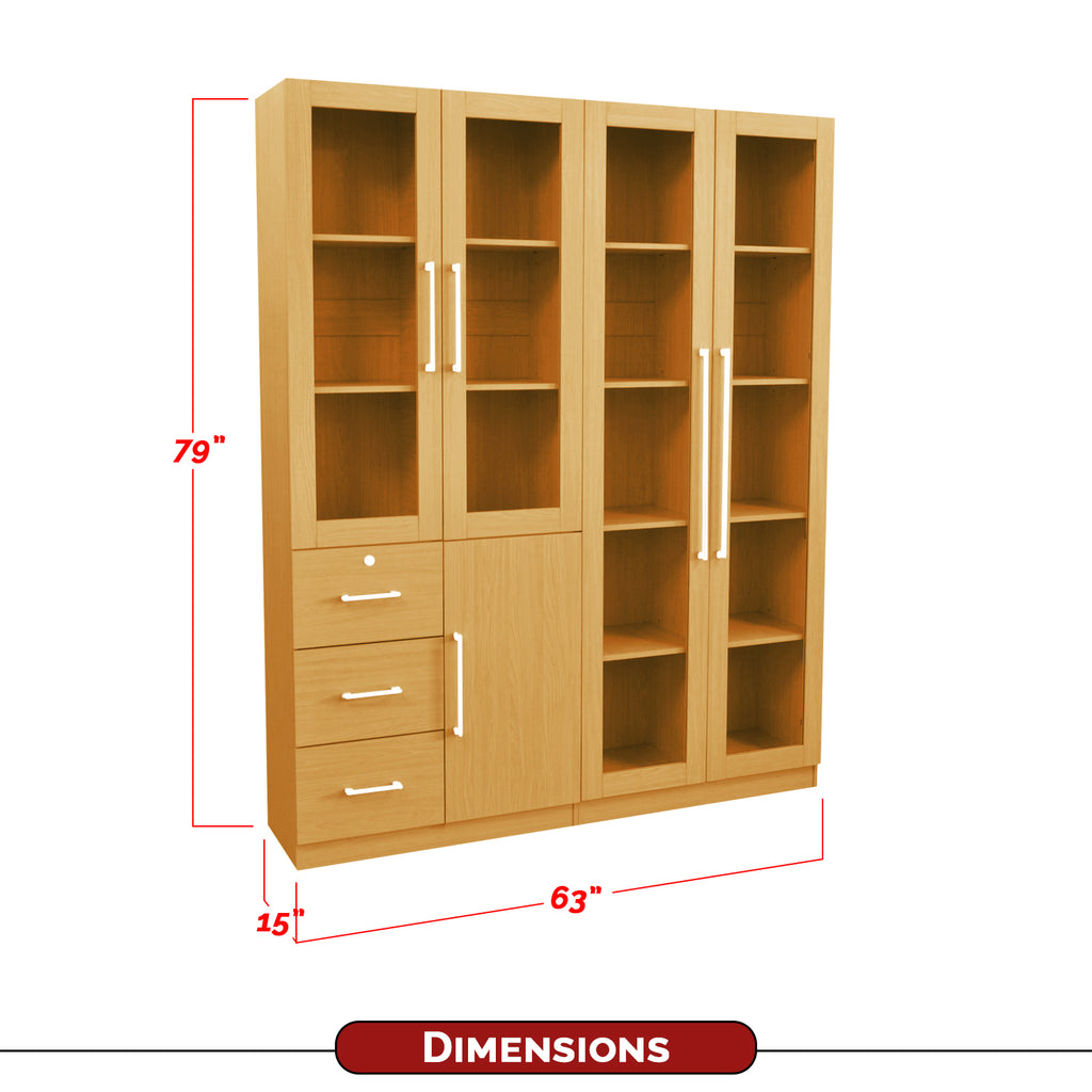 Darra Series 3 Bookshelf With Glass Doors In 3 Colors