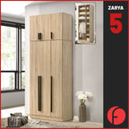 Zarya Series 5 Tall 3 Door Wardrobe with Top Cabinet In Natural Oak Colour