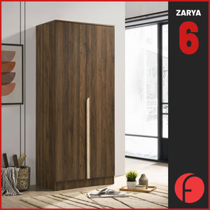 Zarya Series 6 Tall 2 Door Wardrobe Cabinet In Walnut Colour