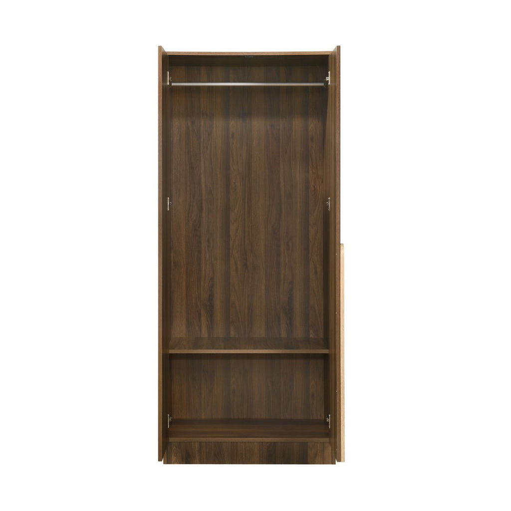 Zarya Series 6 Tall 2 Door Wardrobe Cabinet In Walnut Colour