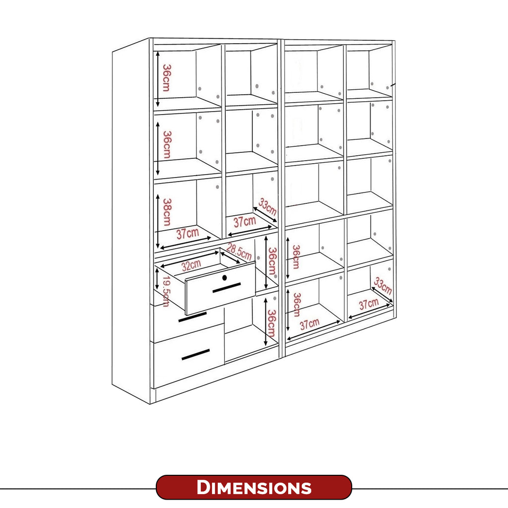 Darra Series 3 Bookshelf With Glass Doors In 3 Colors