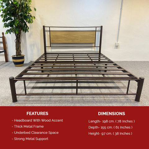 Image of Zane Queen Size Metal Bed Frame In White and Copper with Optional 6" Mattress Add On
