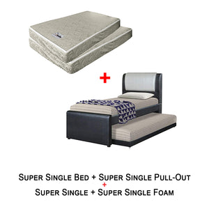 Riella Bed Frame + 6 Inch Foam/ Bonnell Spring Mattress In Single, Super Single Size