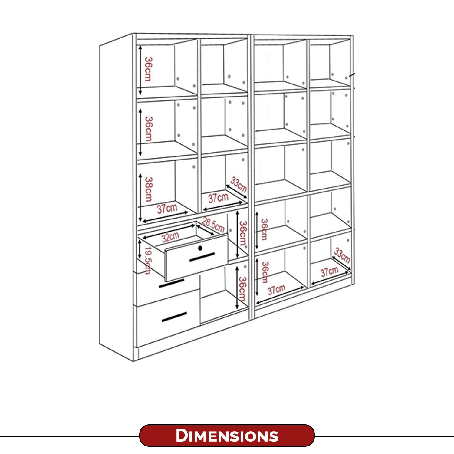 Darra Series 12 Bookshelf With Glass Doors In 3 Colors