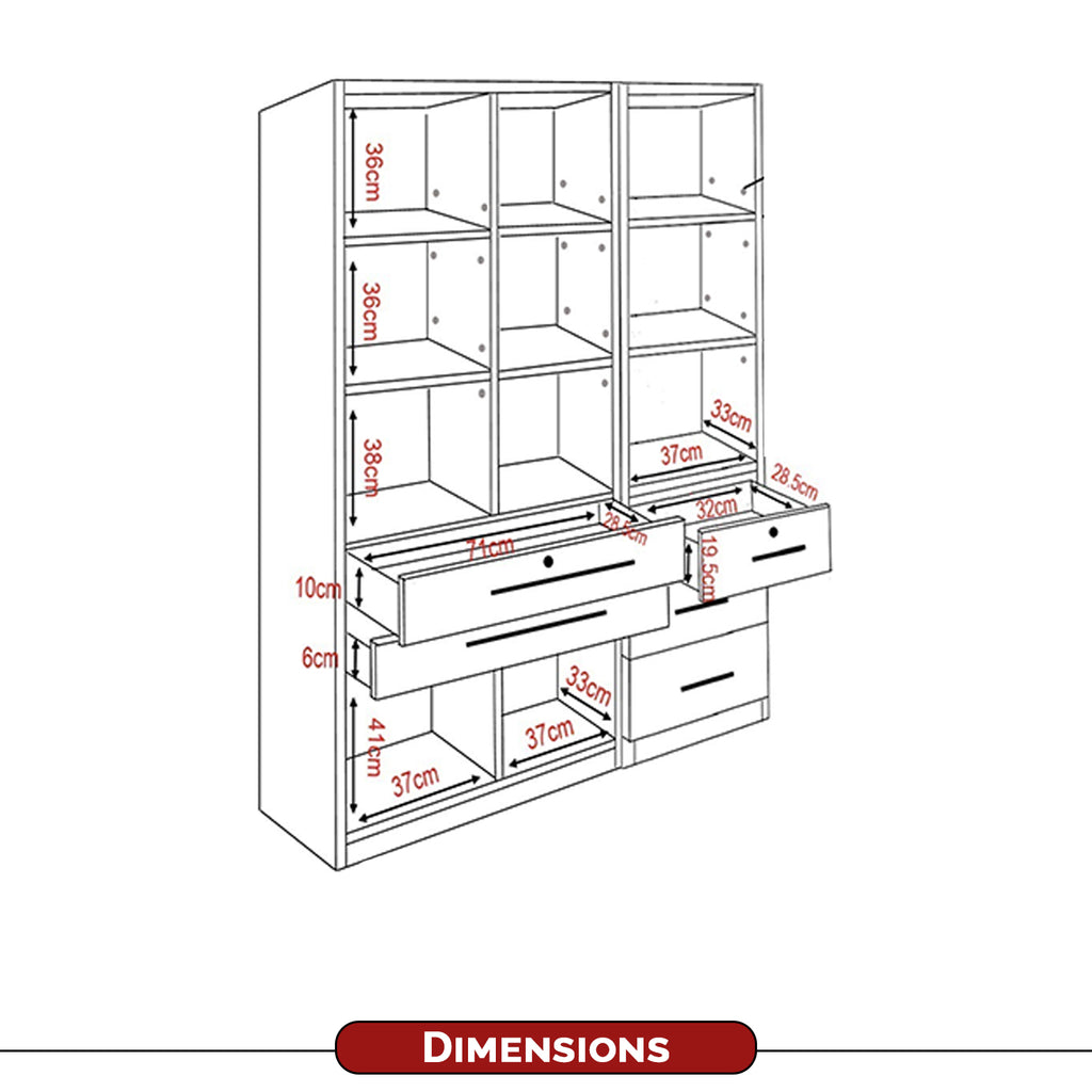 Darra Series 8 Bookshelf With Glass Doors In 3 Colors