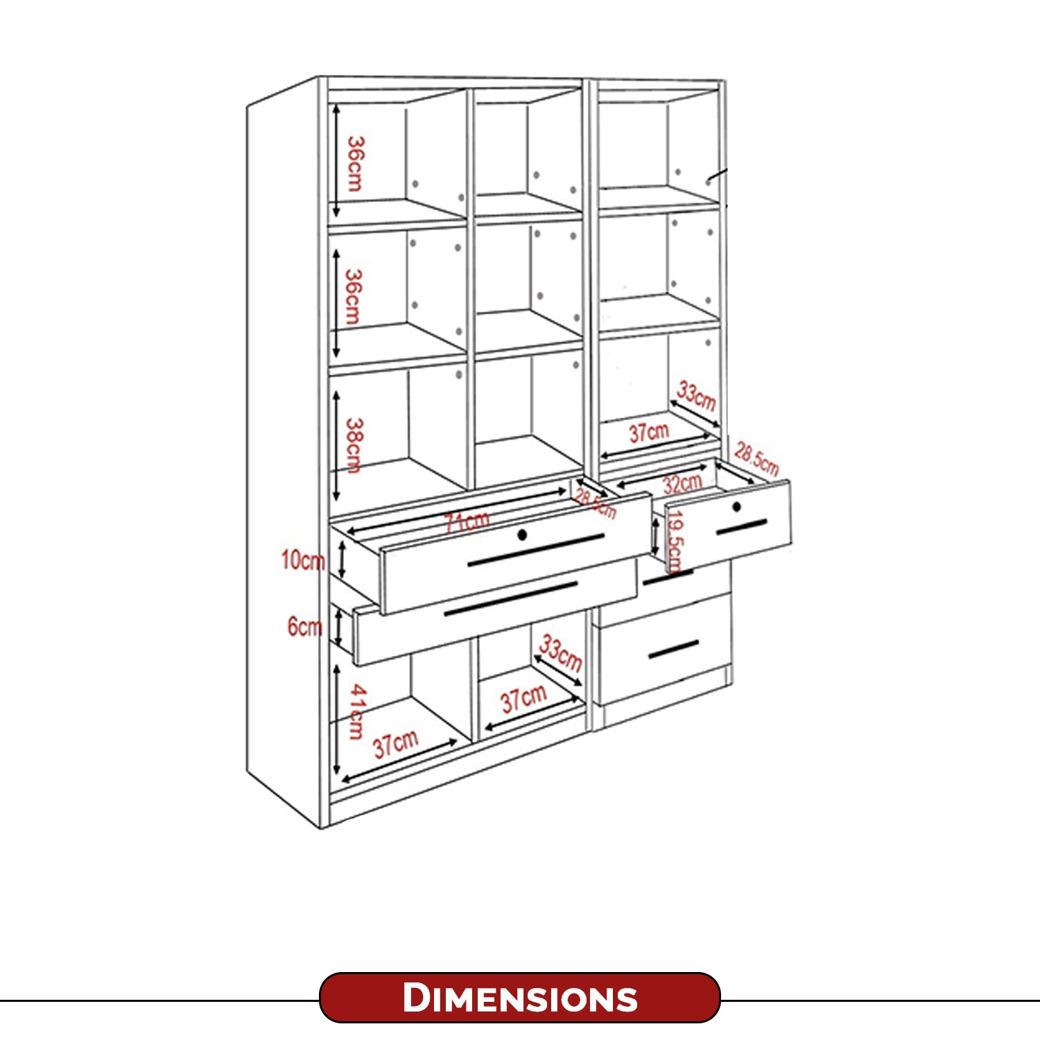 Darra Series 8 Bookshelf With Glass Doors In 3 Colors