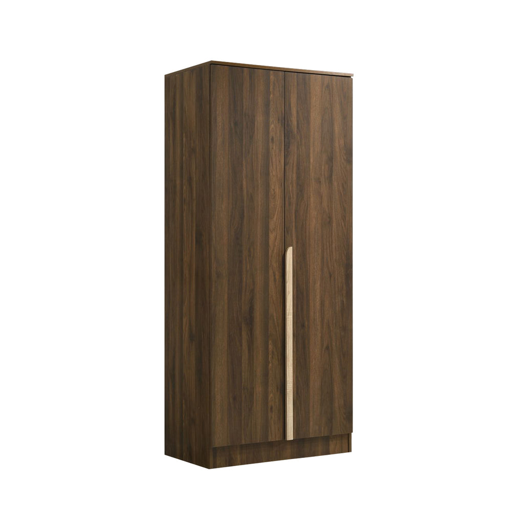 Zarya Series 6 Tall 2 Door Wardrobe Cabinet In Walnut Colour