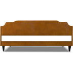 Edgar Daybed In Dark Sapphire Blue Velvet Or Faux Leather In Camel Colour w/ Mattress Add On