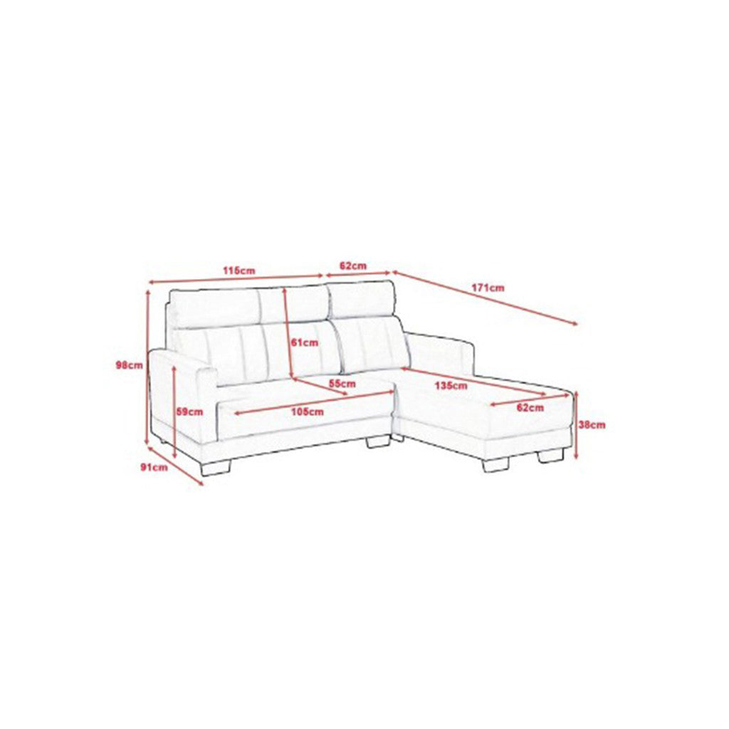 Harper Series 1/2/3 Seater Leather/ Fabric Sofa Set With Chaise In 12 Colours-Furnituremart.sg