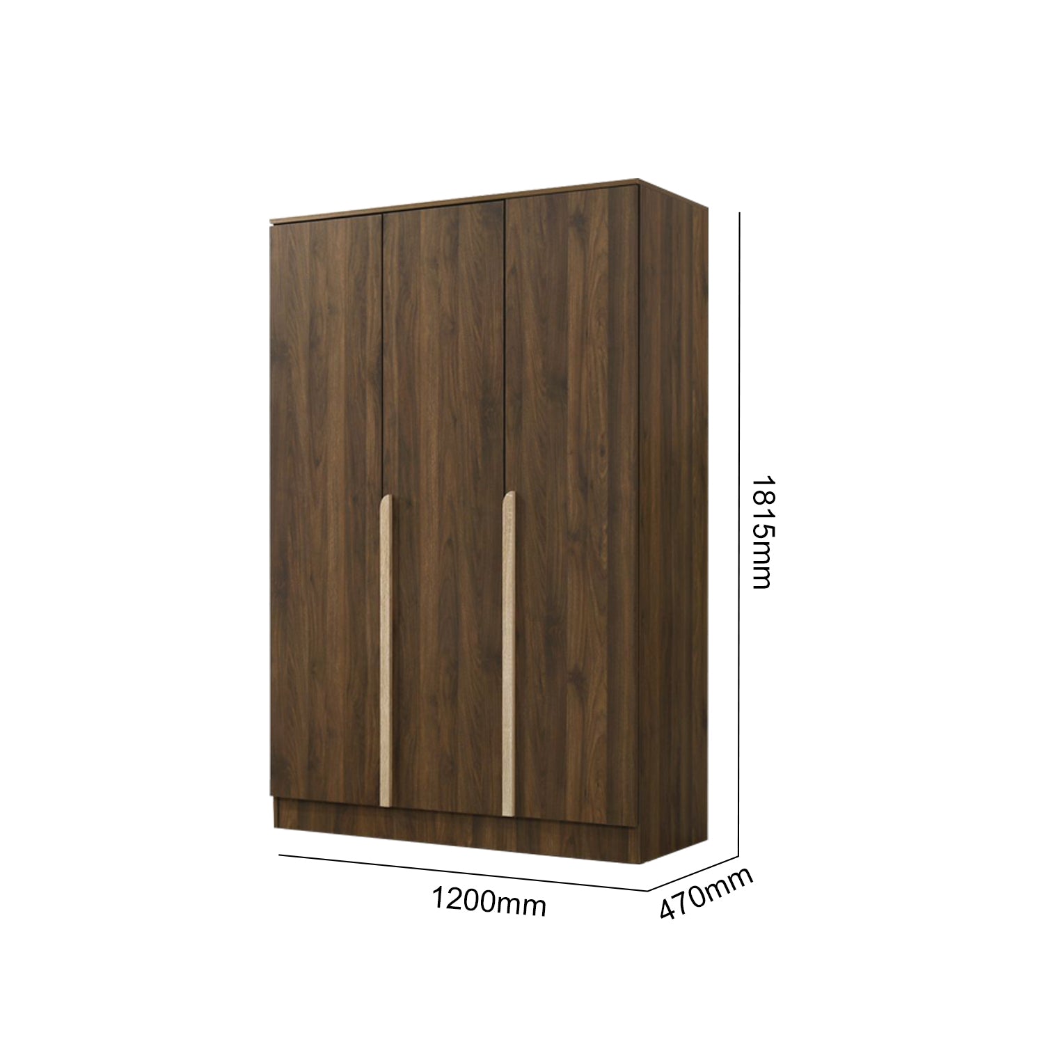 Zarya Series 7 Tall 3 Door Wardrobe Cabinet In Walnut Colour