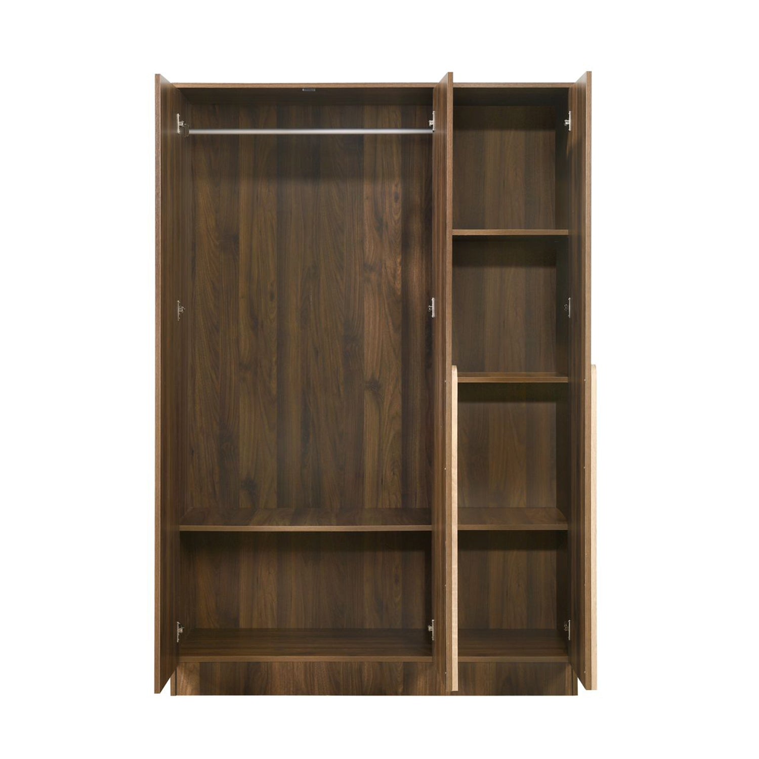 Zarya Series 7 Tall 3 Door Wardrobe Cabinet In Walnut Colour