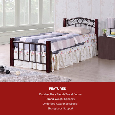 Adaline Single Size Metal Bed Frame with Optional Mattress Add On