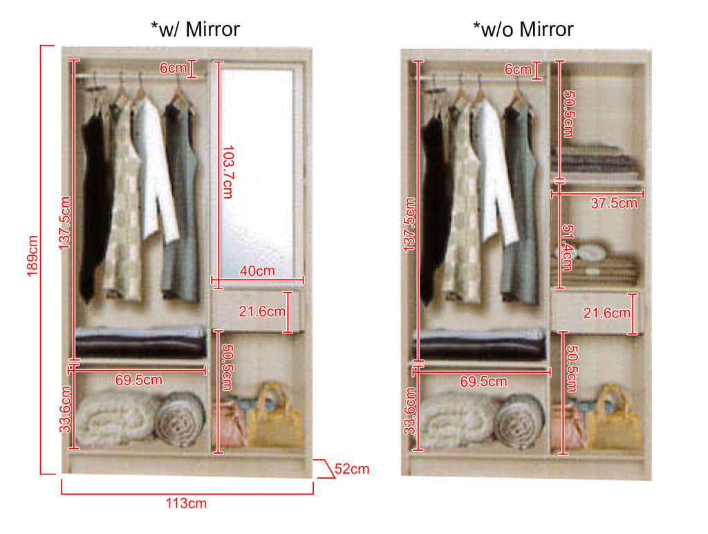 Selah Series 3 2-Door Sliding Door Wardrobe