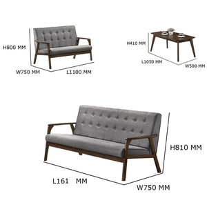 Cocu Solid Wooden Sofa Set 1+2+3+ Coffee Table Set/ Living Room Cushion Set