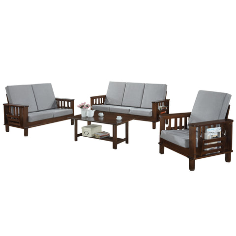 Image of Jawee Living Room Set 1 Wooden Sofa Set Removable Fabric Covers with Coffee Table