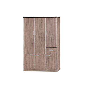 Zara Series 1 Wardrobe 3-Door Cabinet with Drawer in Brown