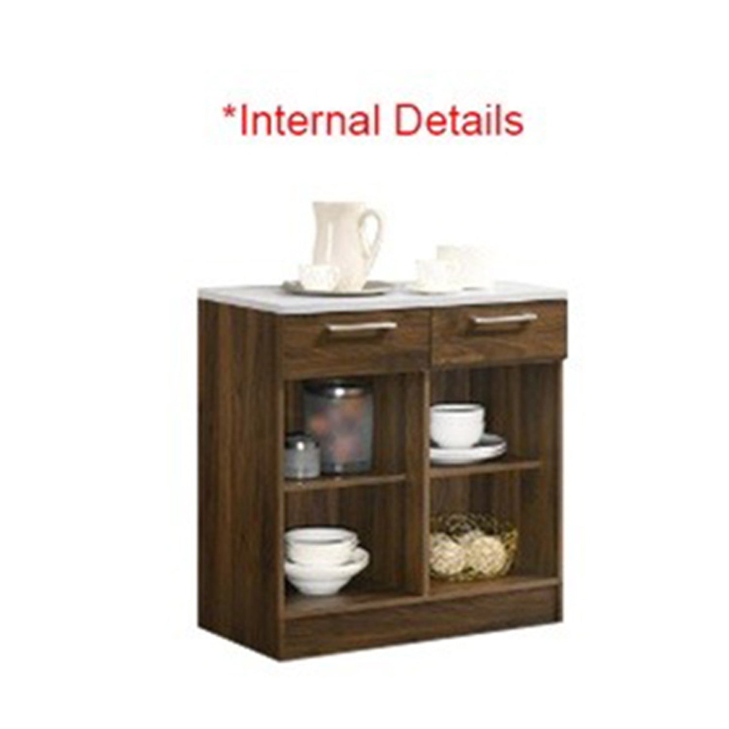 Jessie 1 Series 2/2 Door Kitchen Cabinet Melamine Top Panel in Brown & Natural Color