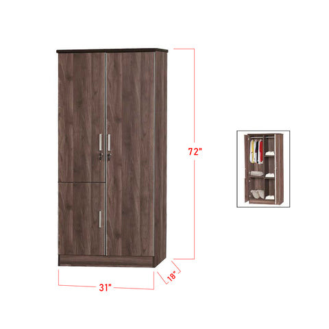 Image of Lana Series 1 Wardrobe 2-Door Cabinet in Brown