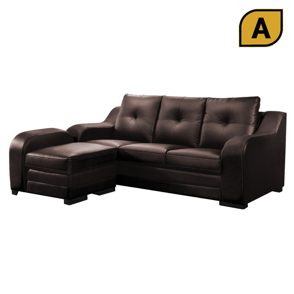 Spady L-Shaped Faux Leather Sofa And Chaise Set in 4 Colours-Sofa-Furnituremart.sg