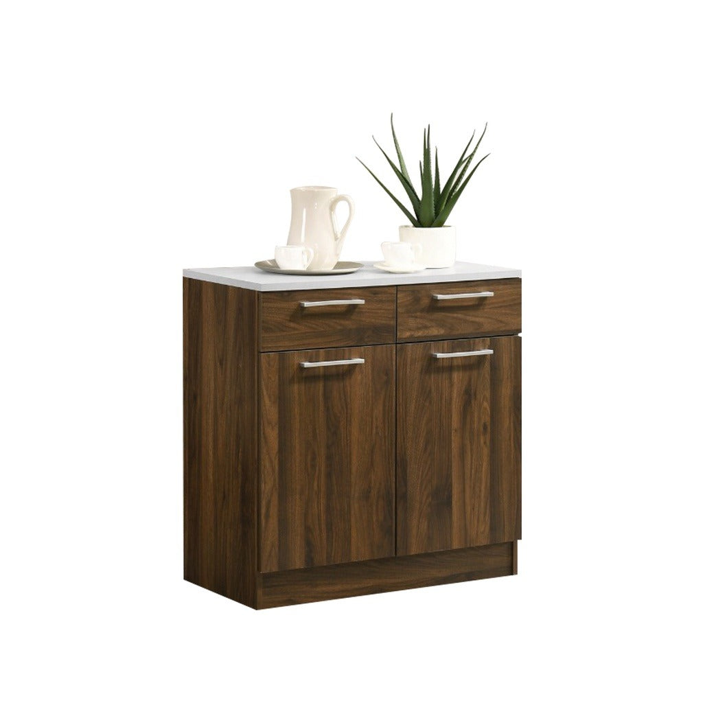 Jessie 1 Series 2/2 Door Kitchen Cabinet Melamine Top Panel in Brown & Natural Color