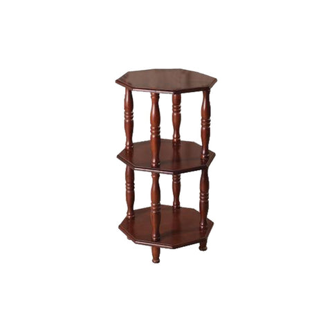 Ada Vintage 2 Tier Octagon Display Shelf In Brown-Side Table-Furnituremart.sg