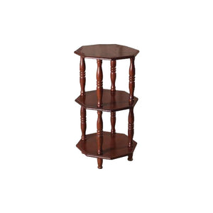 Ada Vintage 2 Tier Octagon Display Shelf In Brown-Side Table-Furnituremart.sg
