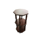 Ada Vintage 2 Tier Octagon Display Shelf In Brown-Side Table-Furnituremart.sg