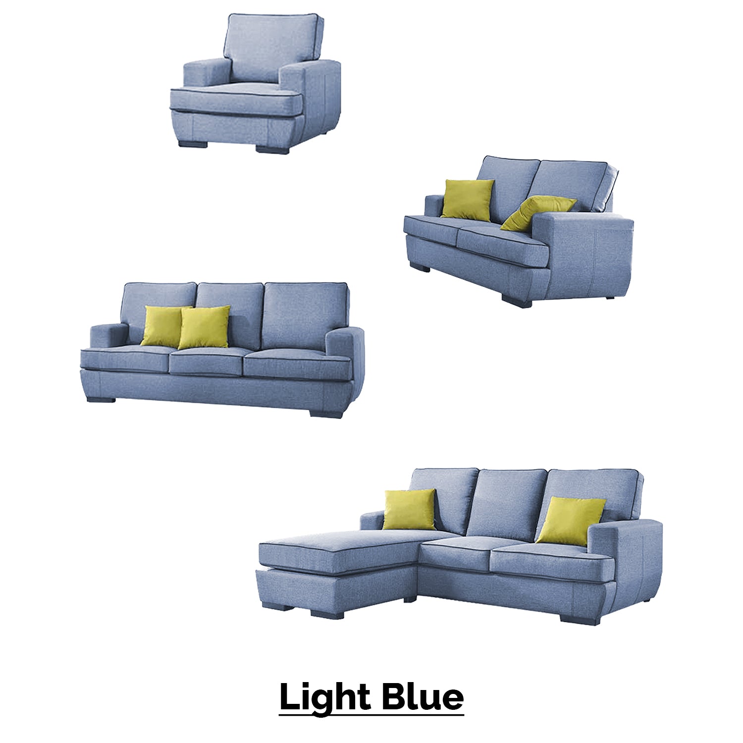 Aniyah 1/2/3 Seater Fabric Sofa Set In 4 Colors-Furnituremart.sg