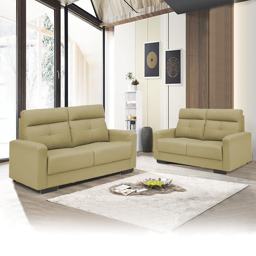 Aubrie 2/3 Seater Half Genuine Cowhide Leather Sofa in 6 Colours-Recliner Sofa/ Armchair-Furnituremart.sg