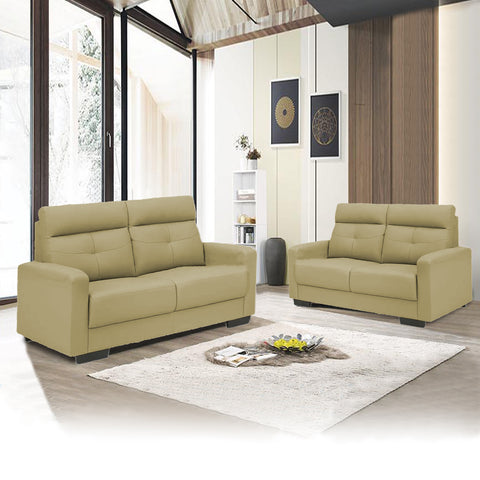 Aubrie 2/3 Seater Half Genuine Cowhide Leather Sofa in 6 Colours-Recliner Sofa/ Armchair-Furnituremart.sg