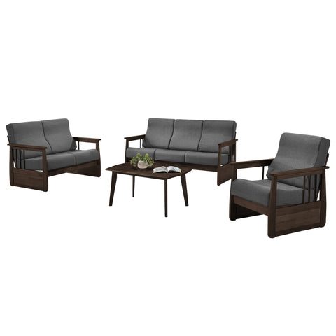 Jawee Living Room Set 2 Wooden Sofa Set Removable Fabric Covers with Coffee Table