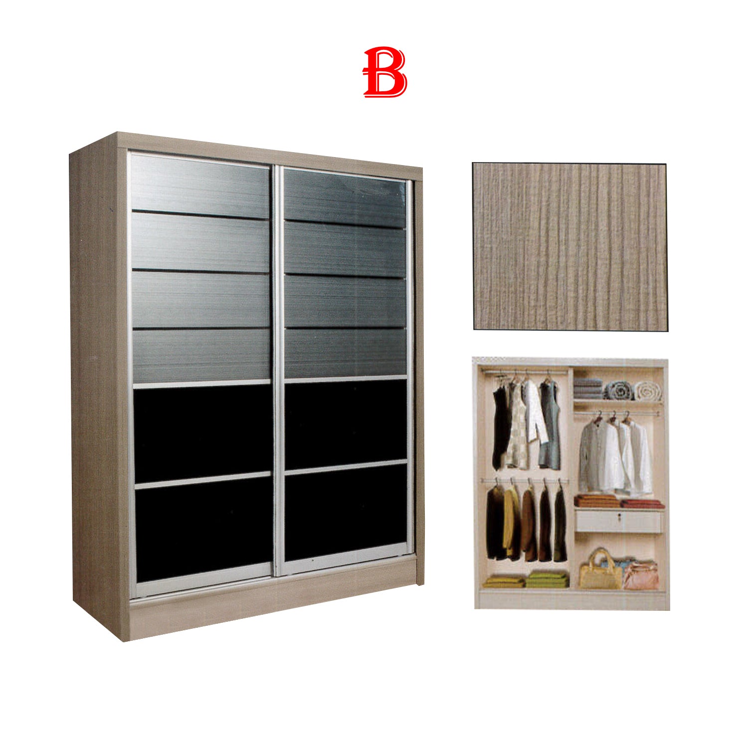 Fuego Series 1 5FT 2-Door Sliding Door Wardrobe Models Mirror