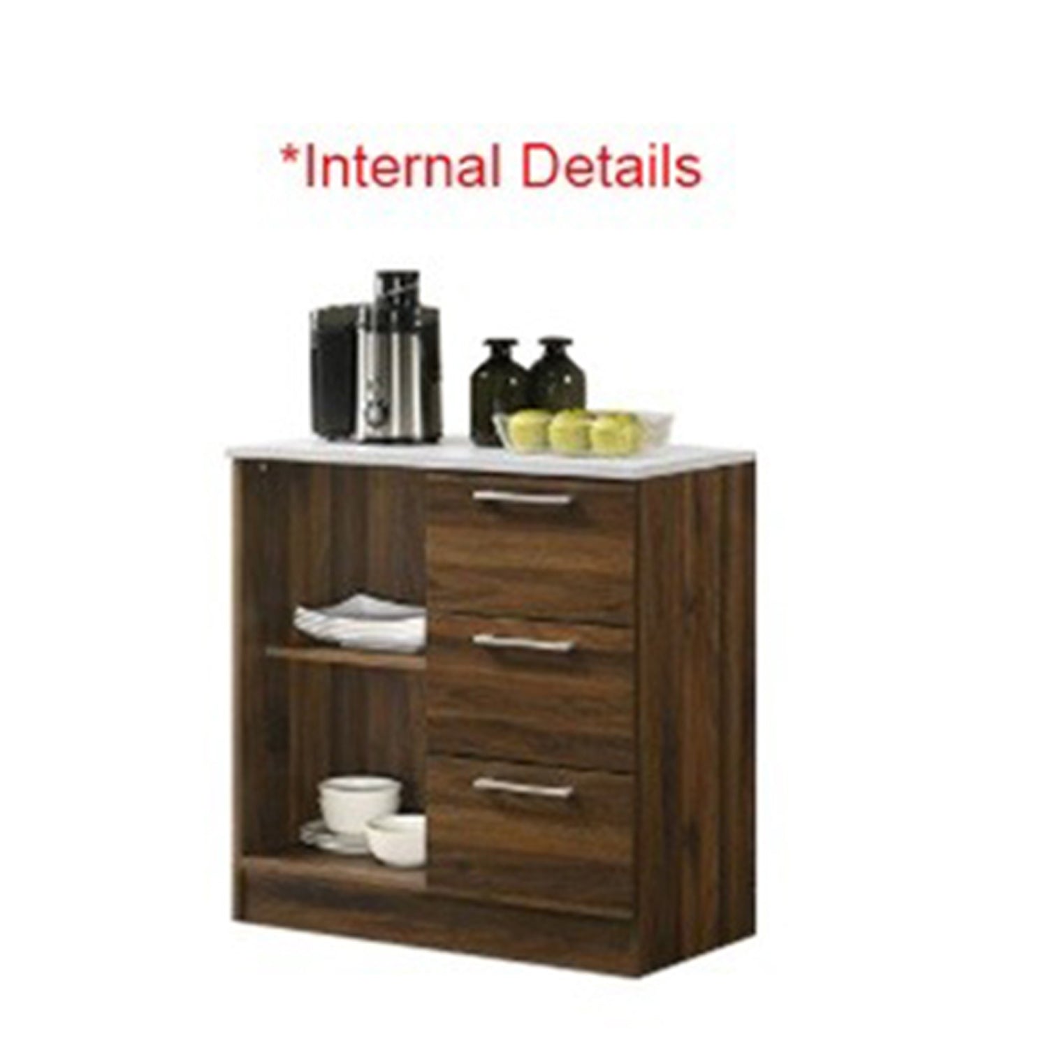 Jessie 2 Series 1/3 Door Kitchen Cabinet Melamine Top Panel in Brown Color
