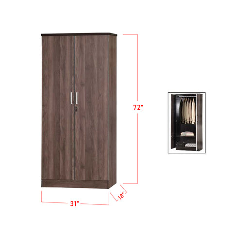 Image of Lana Series 2 Wardrobe 2-Door Cabinet in Brown