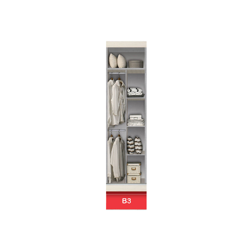 Vergel Glass Sliding Bedroom Modular Wardrobe In White Wash, Brown, and Black-Wardrobe-Furnituremart.sg