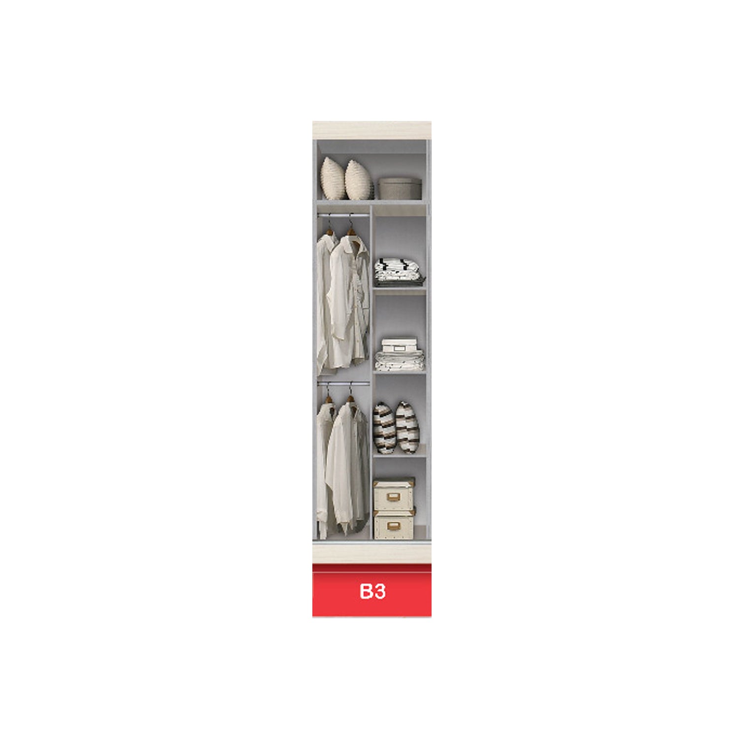 Vergel Glass Sliding Bedroom Modular Wardrobe In White Wash, Brown, and Black-Wardrobe-Furnituremart.sg