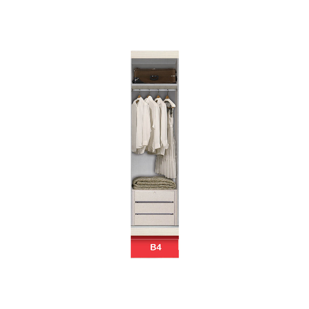 Vergel Glass Sliding Bedroom Modular Wardrobe In White Wash, Brown, and Black-Wardrobe-Furnituremart.sg