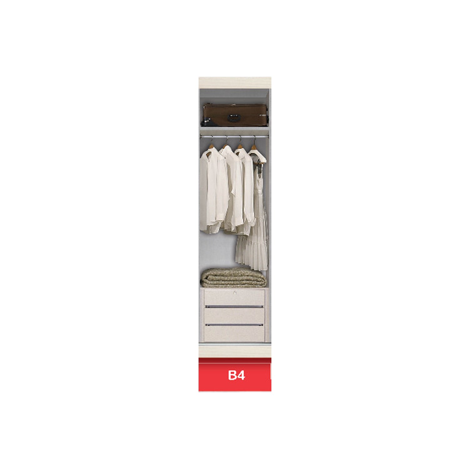 Vergel Glass Sliding Bedroom Modular Wardrobe In White Wash, Brown, and Black-Wardrobe-Furnituremart.sg