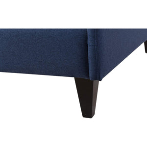 Edgar Daybed In Dark Sapphire Blue Velvet Or Faux Leather In Camel Colour
