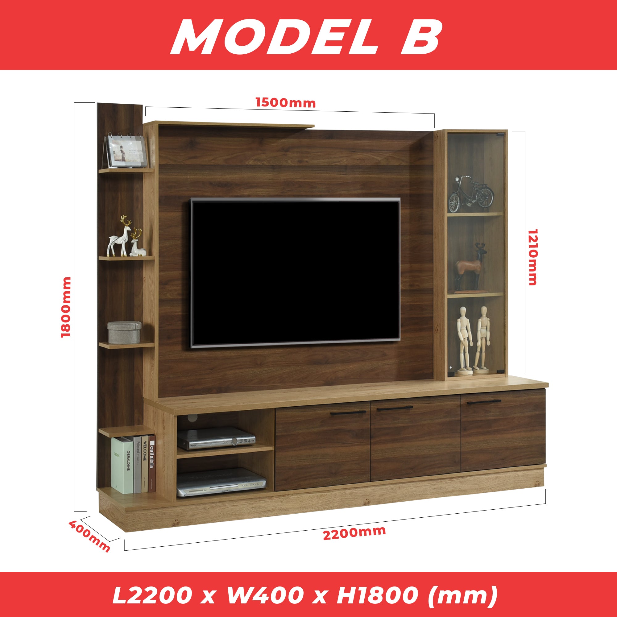 Lamvi TV Console with Back Panel in 4 Designs