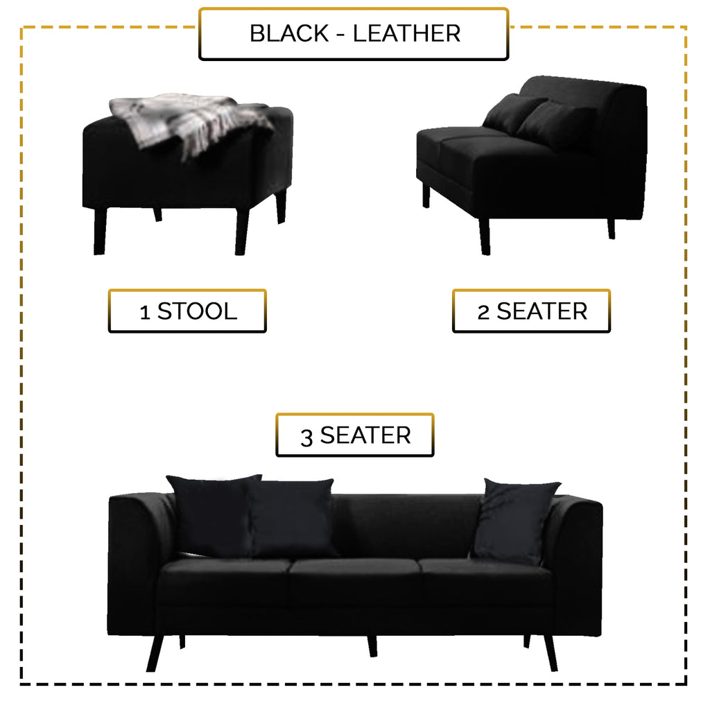 Columbus Fabric/ Leather 3 Piece Modular Sofa Set in 6 Colours-Furnituremart.sg