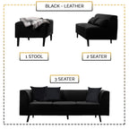 Columbus Fabric/ Leather 3 Piece Modular Sofa Set in 6 Colours-Furnituremart.sg