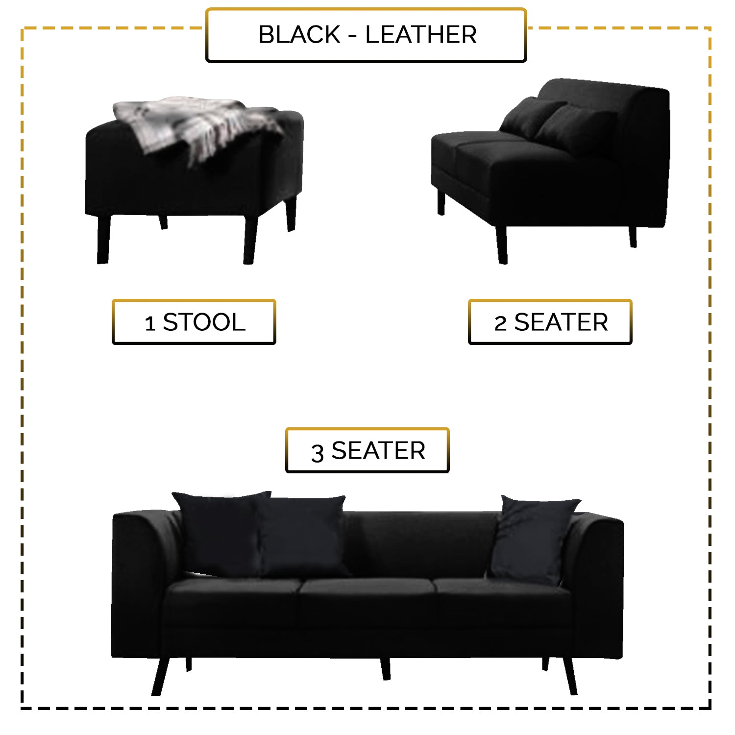 Columbus Fabric/ Leather 3 Piece Modular Sofa Set in 6 Colours-Furnituremart.sg