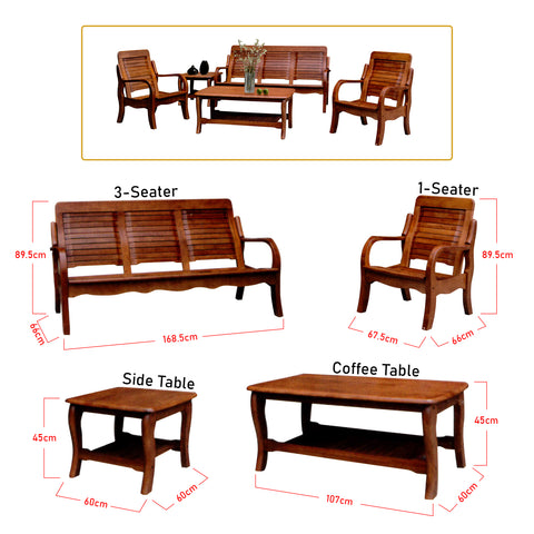 Image of Ladey Living Room Sofa Set Nyatoh Wood Furniture-Livingroom furniture sets-Furnituremart.sg