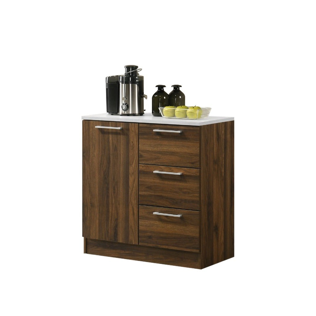 Jessie 2 Series 1/3 Door Kitchen Cabinet Melamine Top Panel in Brown Color