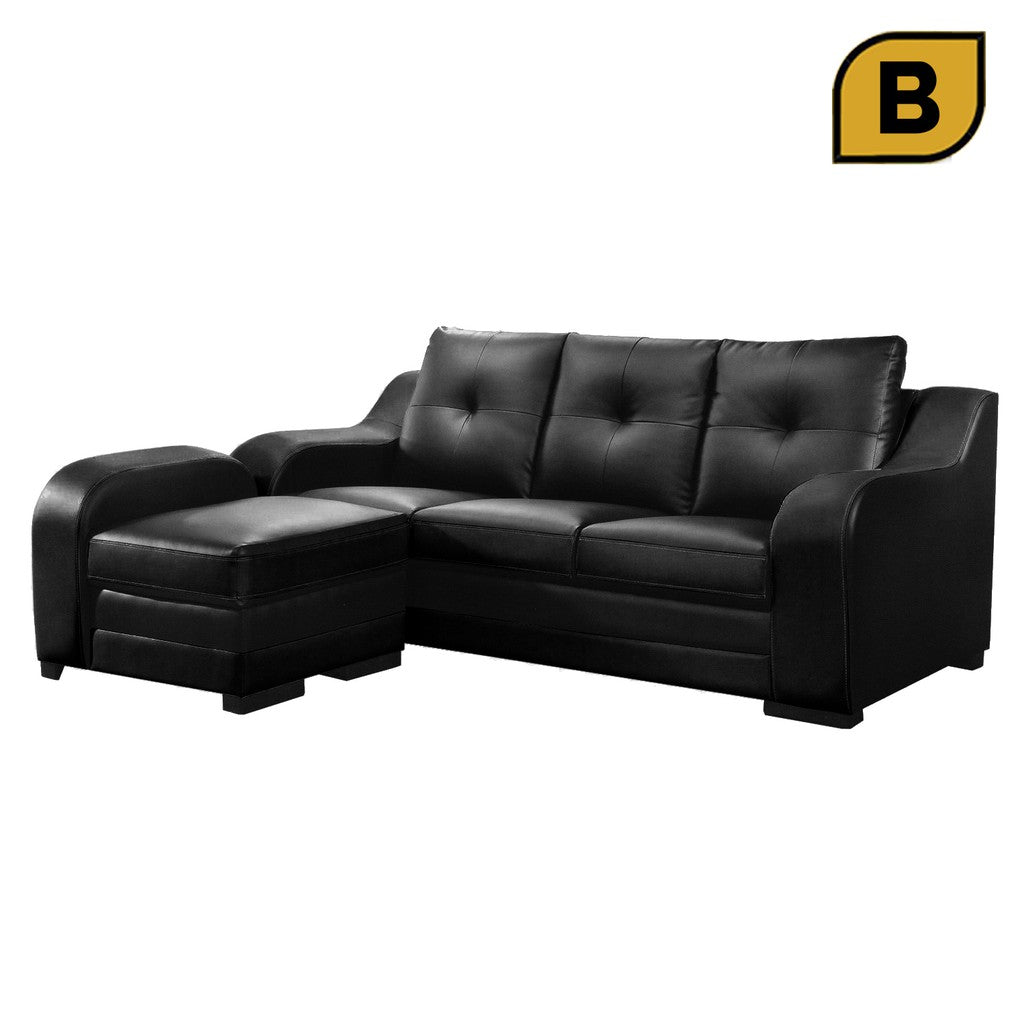 Spady L-Shaped Faux Leather Sofa And Chaise Set in 4 Colours-Sofa-Furnituremart.sg