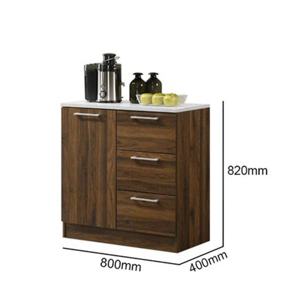 Jessie 2 Series 1/3 Door Kitchen Cabinet Melamine Top Panel in Brown Color